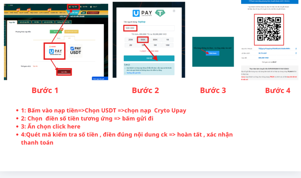 Nạp tiền Crytoupay